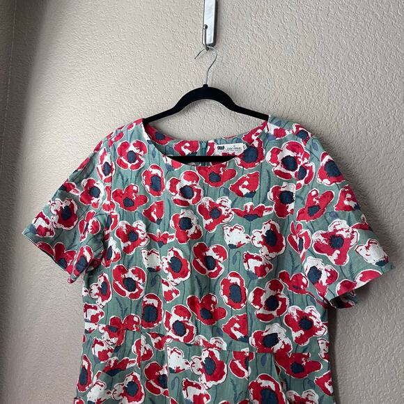 Seasalt Cornwall Porthmeor Linen Floral Dress Red Blue Plus Lined Sheath 18 - Picture 4 of 8